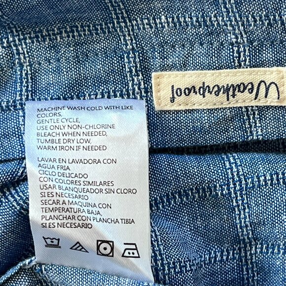 Original Weatherproof Vintage Linen Blend Washable Blue Checkered Men Shirt XXL - Picture 7 of 9